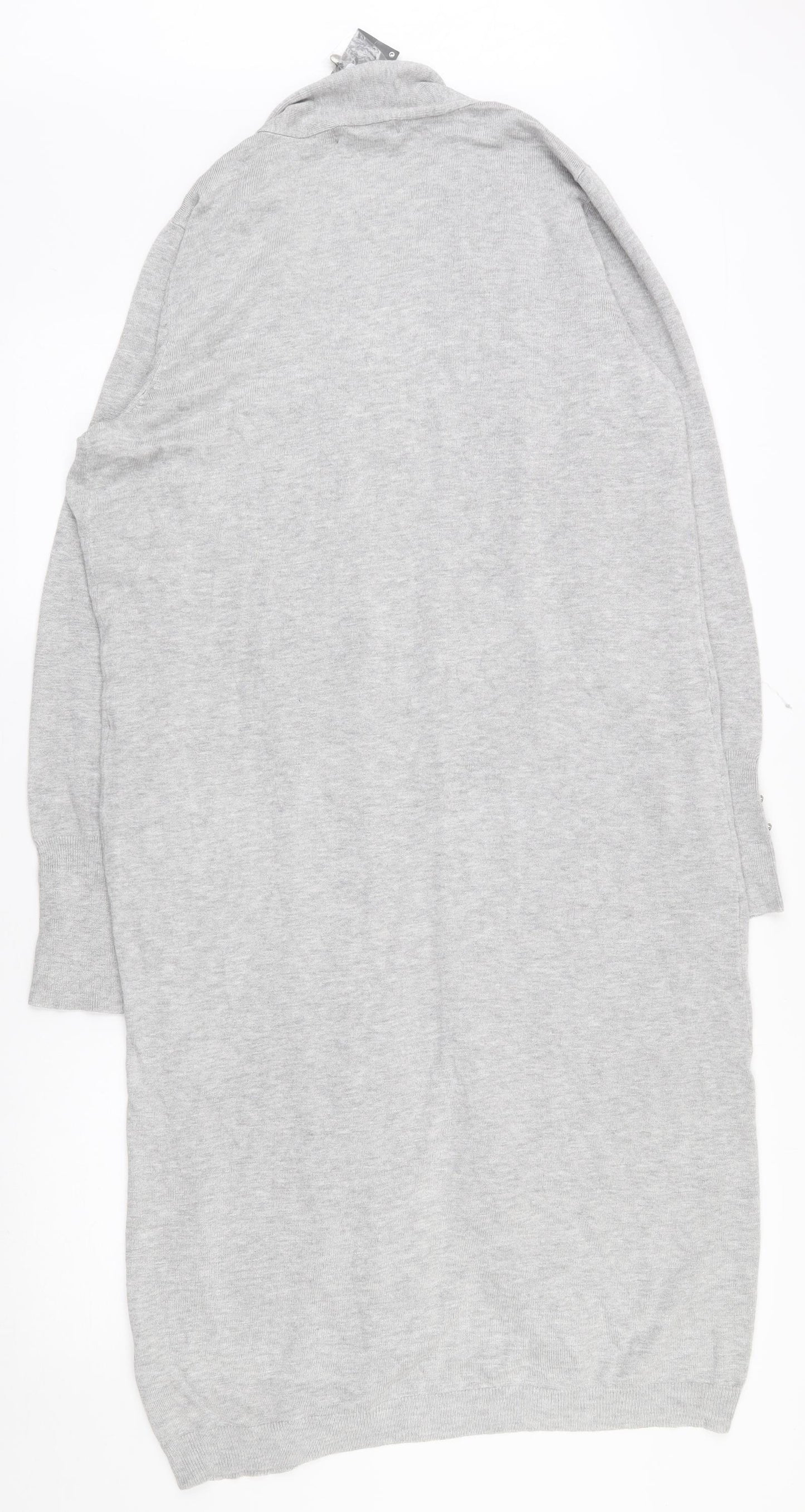 Primark Womens Grey V-Neck  Viscose Cardigan Jumper Size 14   - 14-16