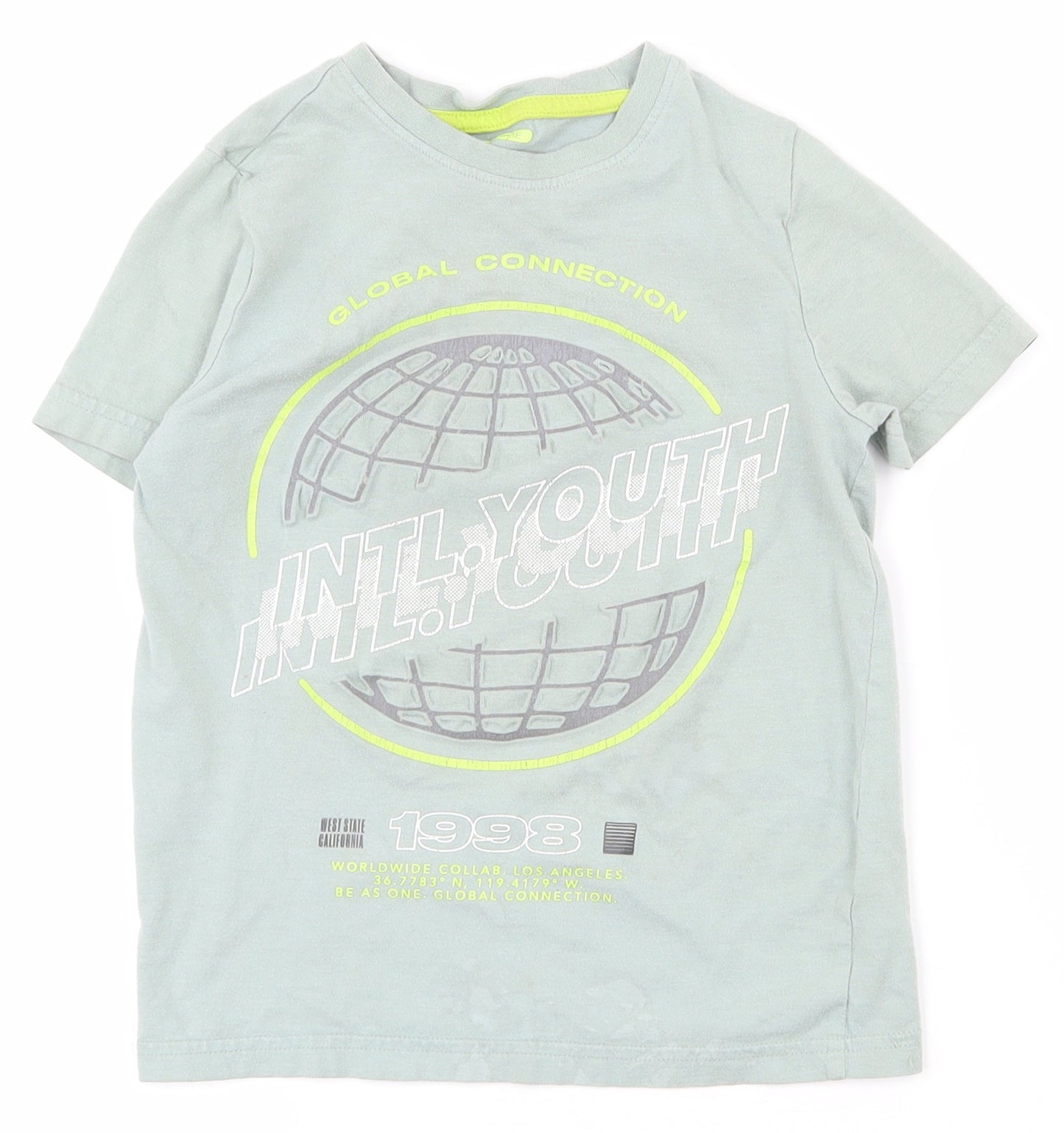 F&F Boys Grey  Cotton Pullover T-Shirt Size 4-5 Years Crew Neck Pullover