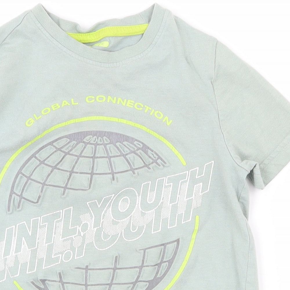 F&F Boys Grey  Cotton Pullover T-Shirt Size 4-5 Years Crew Neck Pullover