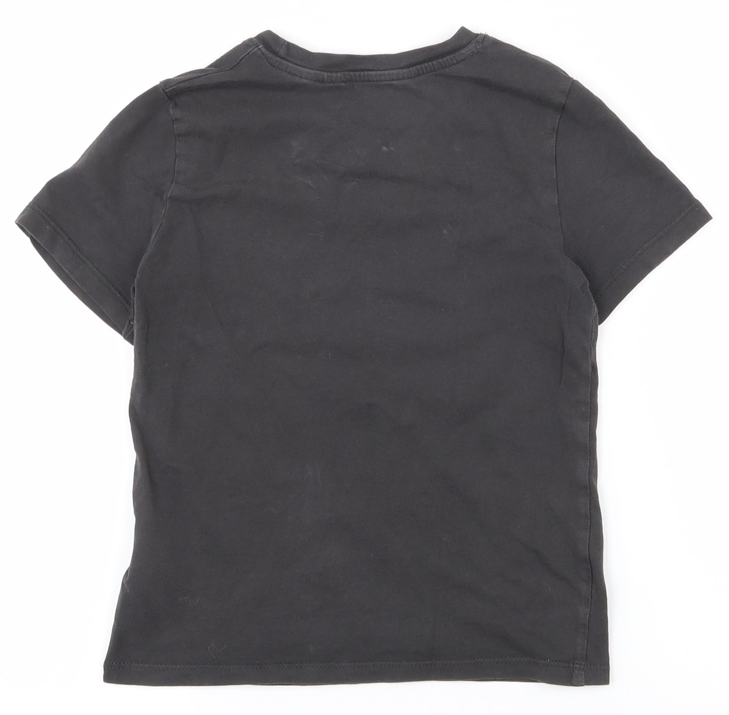 H&M Boys Black  100% Cotton Pullover T-Shirt Size 4-5 Years Crew Neck Pullover
