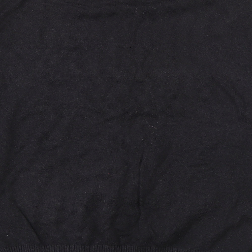 George Mens Black V-Neck  Cotton Pullover Jumper Size L
