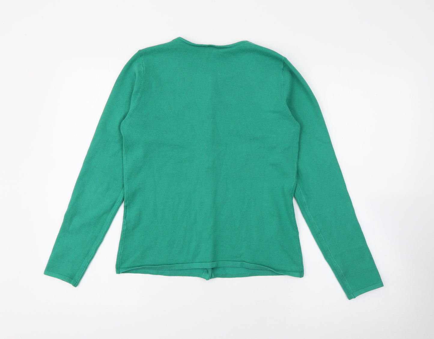 Shu Shu Womens Green Round Neck  Acrylic Cardigan Jumper Size M