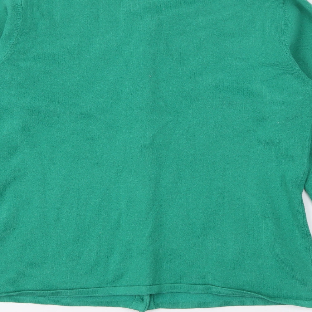 Shu Shu Womens Green Round Neck  Acrylic Cardigan Jumper Size M