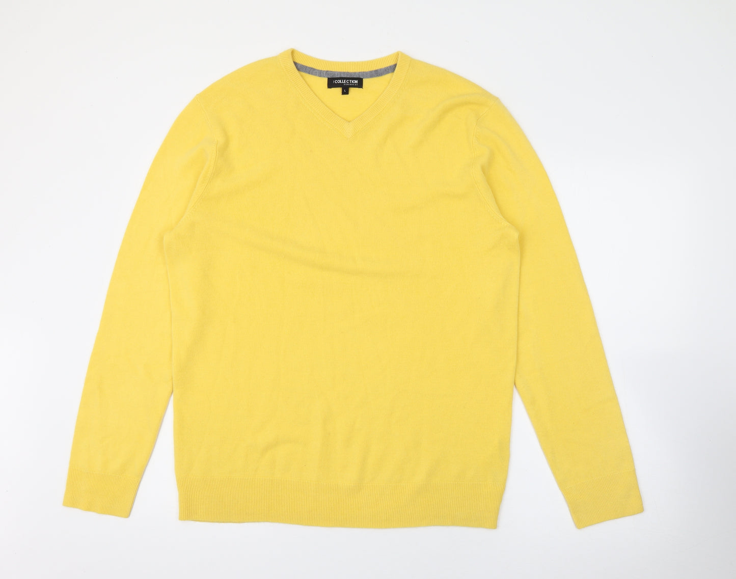 Debenhams Mens Yellow V-Neck  Acrylic Pullover Jumper Size L