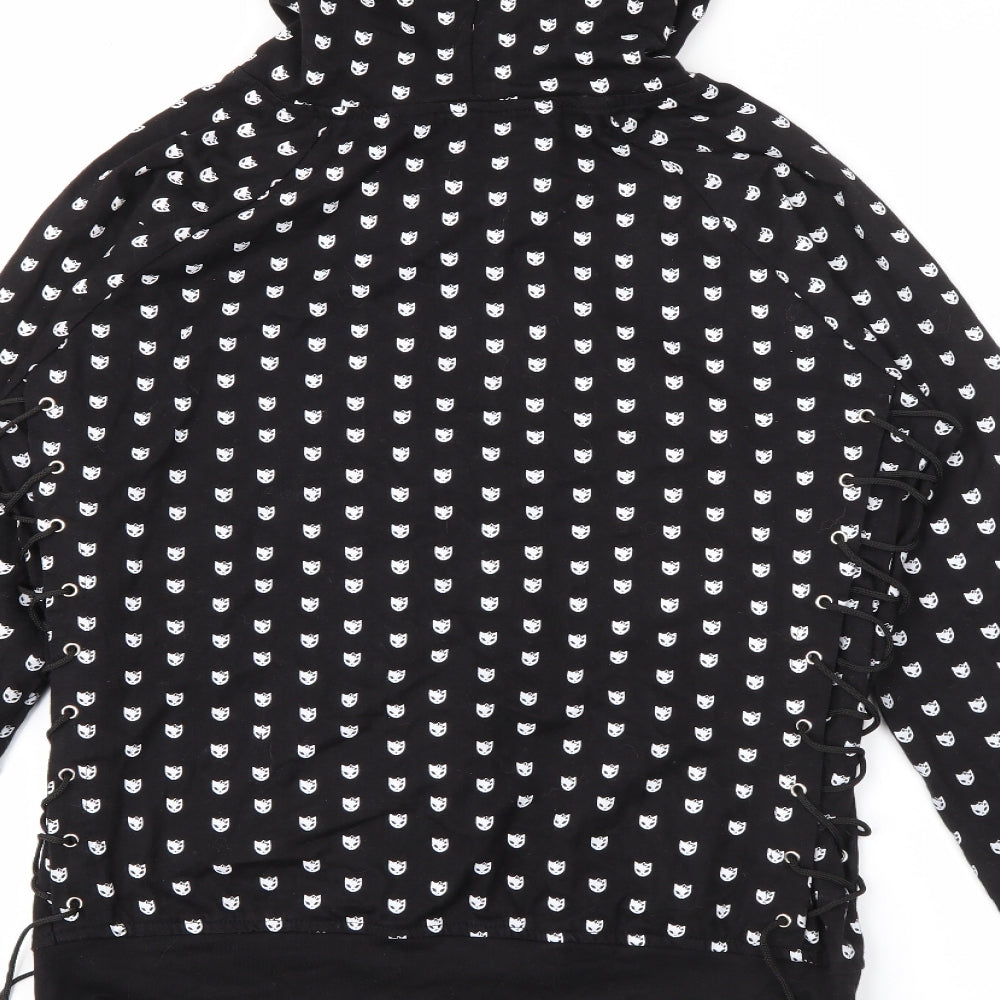 Bye Bye Kitty Womens Black Geometric Cotton Full Zip Hoodie Size M  Zip