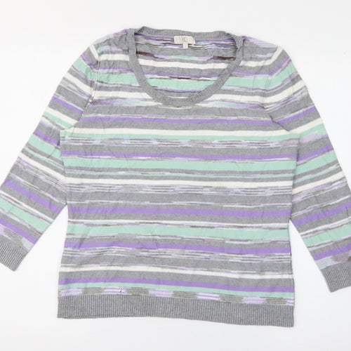 CC Womens Multicoloured Scoop Neck Striped Viscose Pullover Jumper Size S