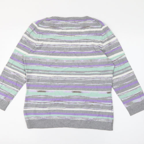 CC Womens Multicoloured Scoop Neck Striped Viscose Pullover Jumper Size S