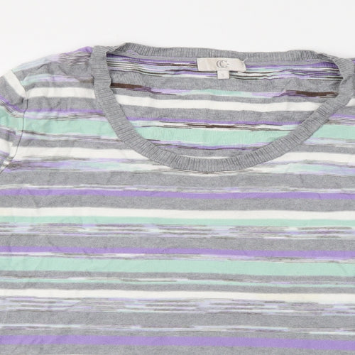 CC Womens Multicoloured Scoop Neck Striped Viscose Pullover Jumper Size S