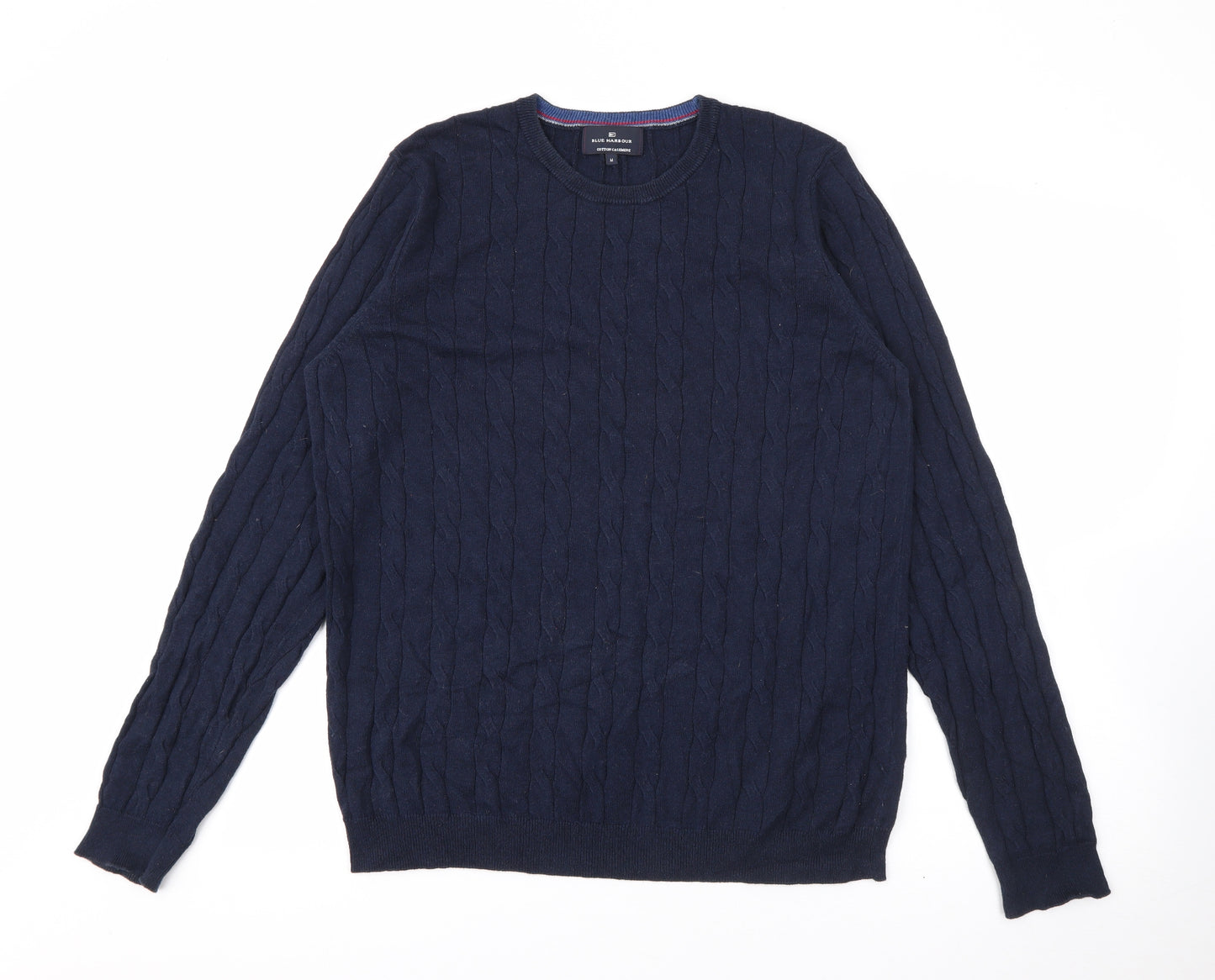 Marks and Spencer Mens Black Crew Neck  Cotton Pullover Jumper Size M