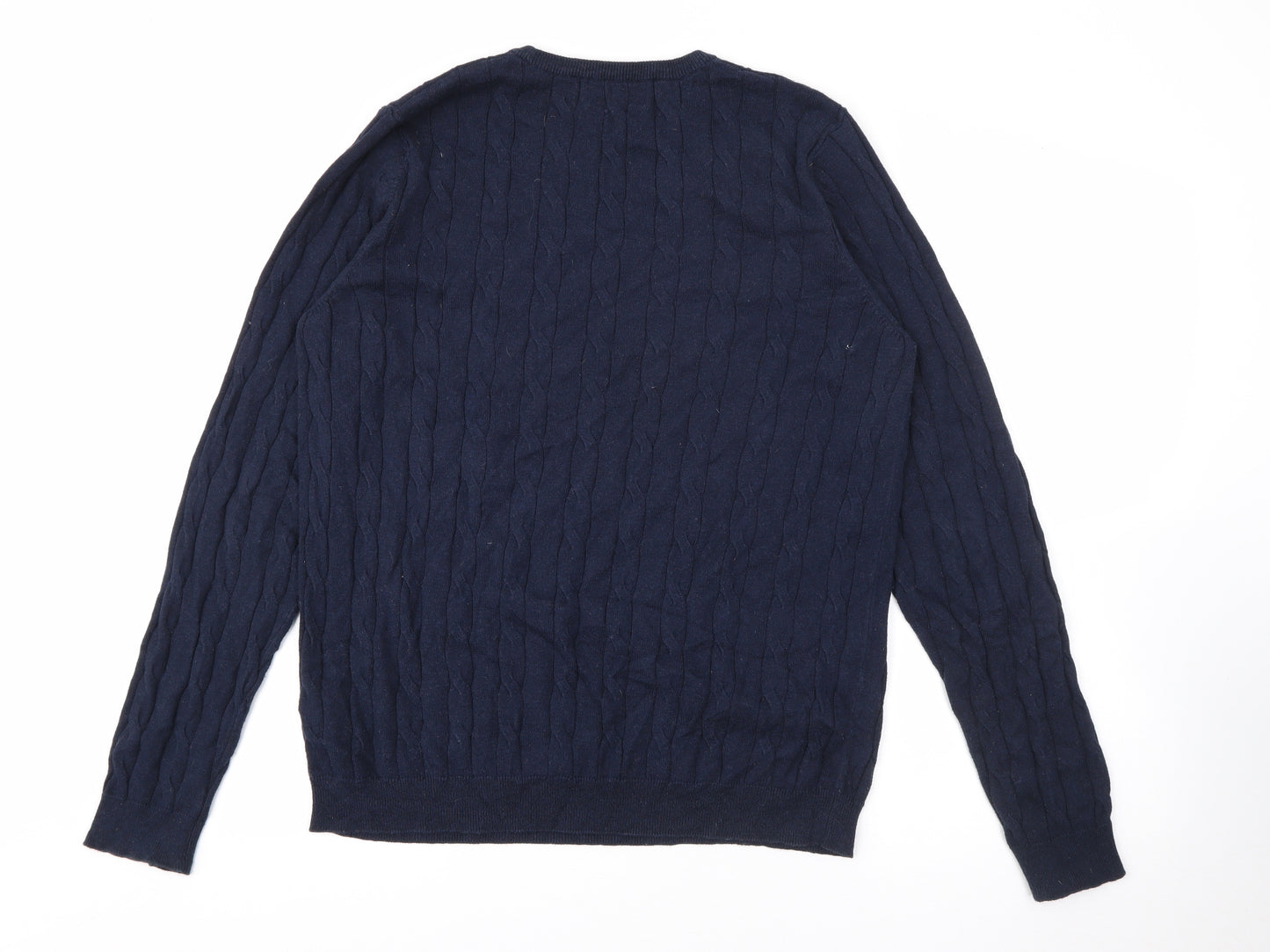 Marks and Spencer Mens Black Crew Neck  Cotton Pullover Jumper Size M