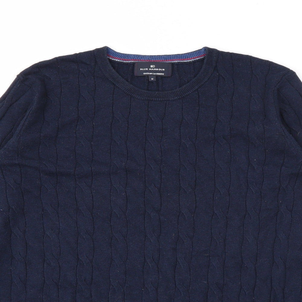Marks and Spencer Mens Black Crew Neck  Cotton Pullover Jumper Size M