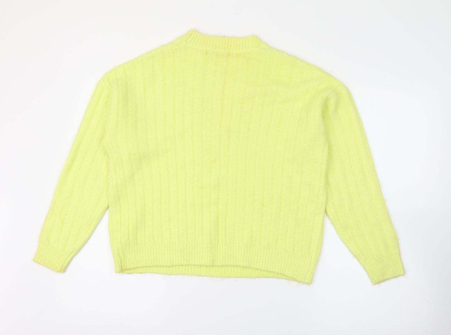 F&F Womens Yellow Crew Neck  Acrylic Pullover Jumper Size 8