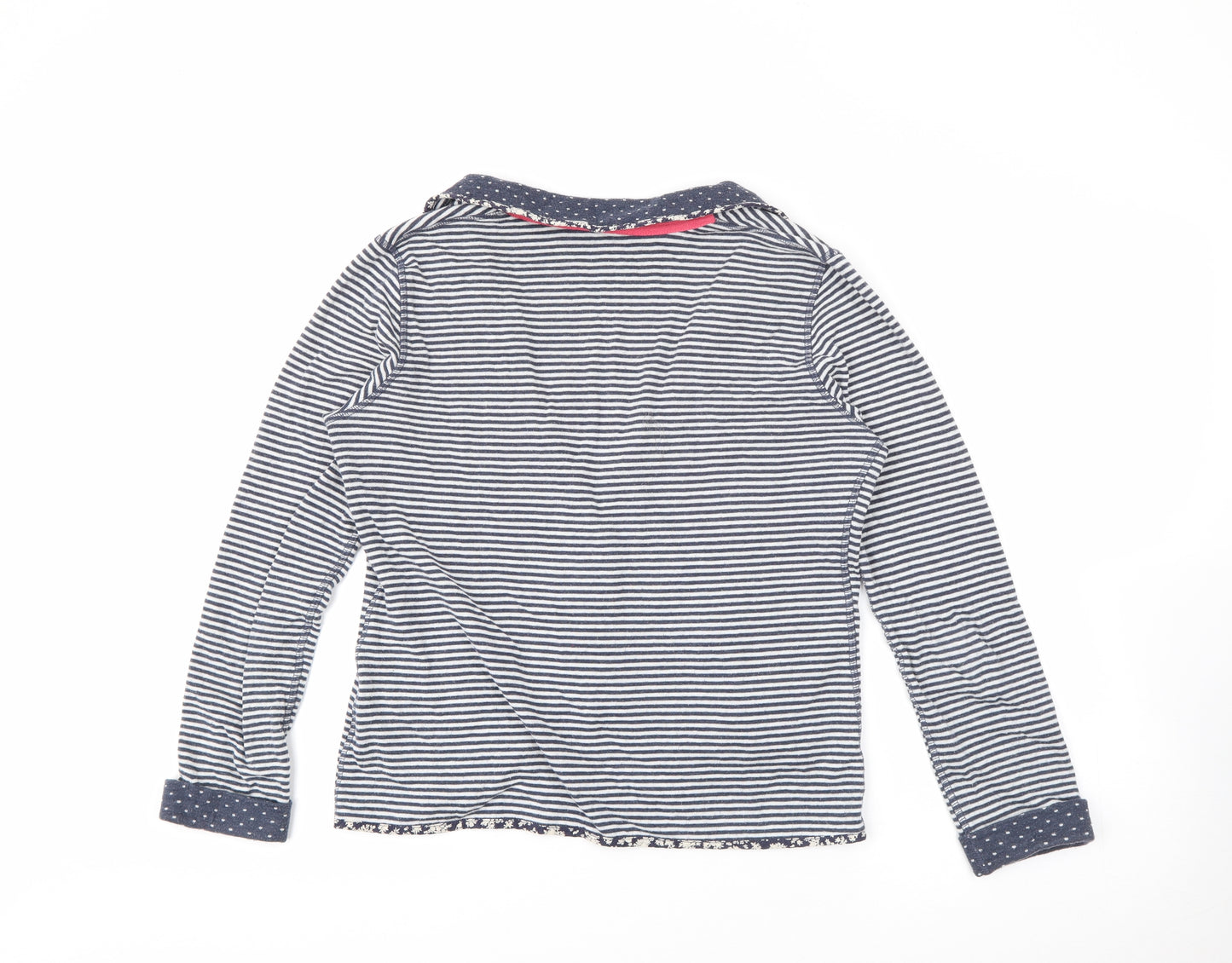 White Stuff Womens Blue Collared Striped Cotton Cardigan Jumper Size 8   - Reversable
