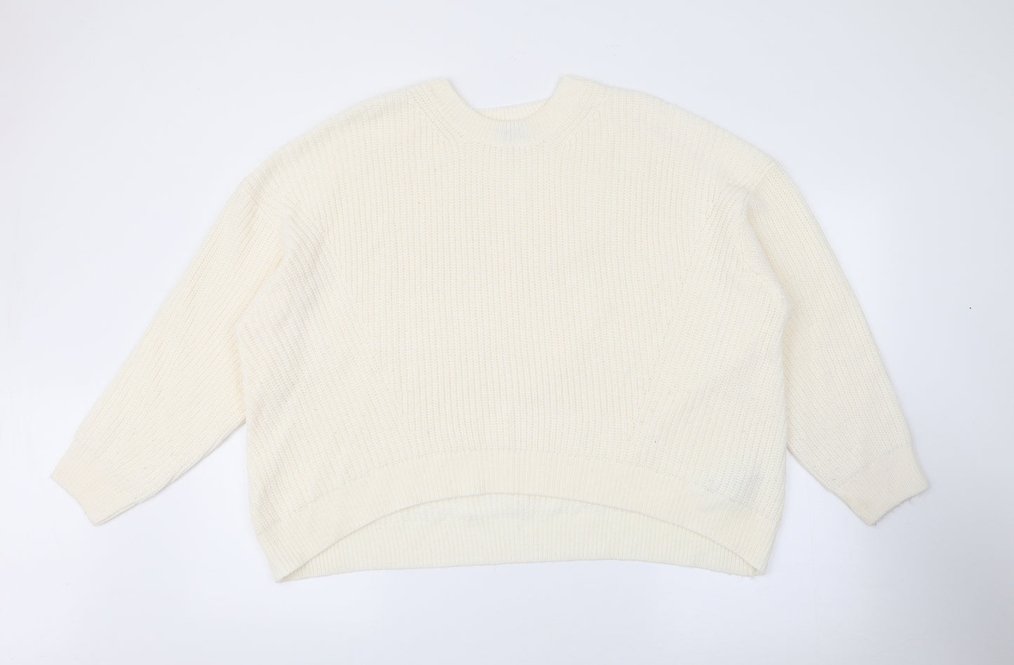 Simply Be Womens Ivory Crew Neck  Acrylic Pullover Jumper Size M