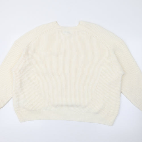 Simply Be Womens Ivory Crew Neck  Acrylic Pullover Jumper Size M