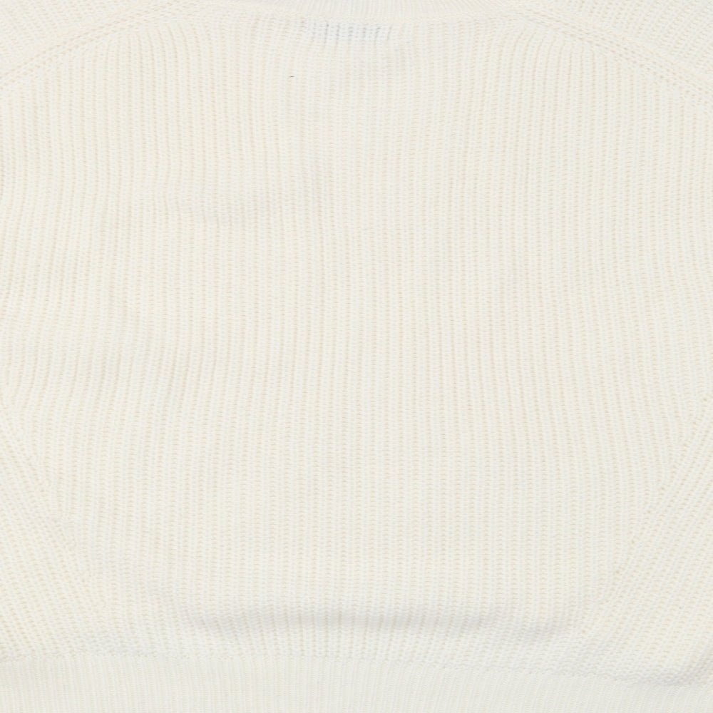Simply Be Womens Ivory Crew Neck  Acrylic Pullover Jumper Size M
