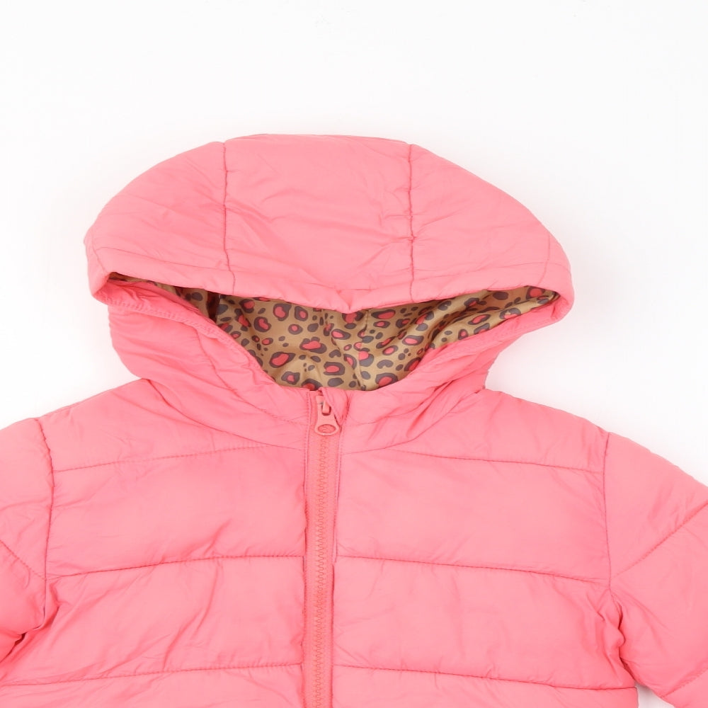 TU Girls Pink   Puffer Jacket Coat Size 3-4 Years  Zip