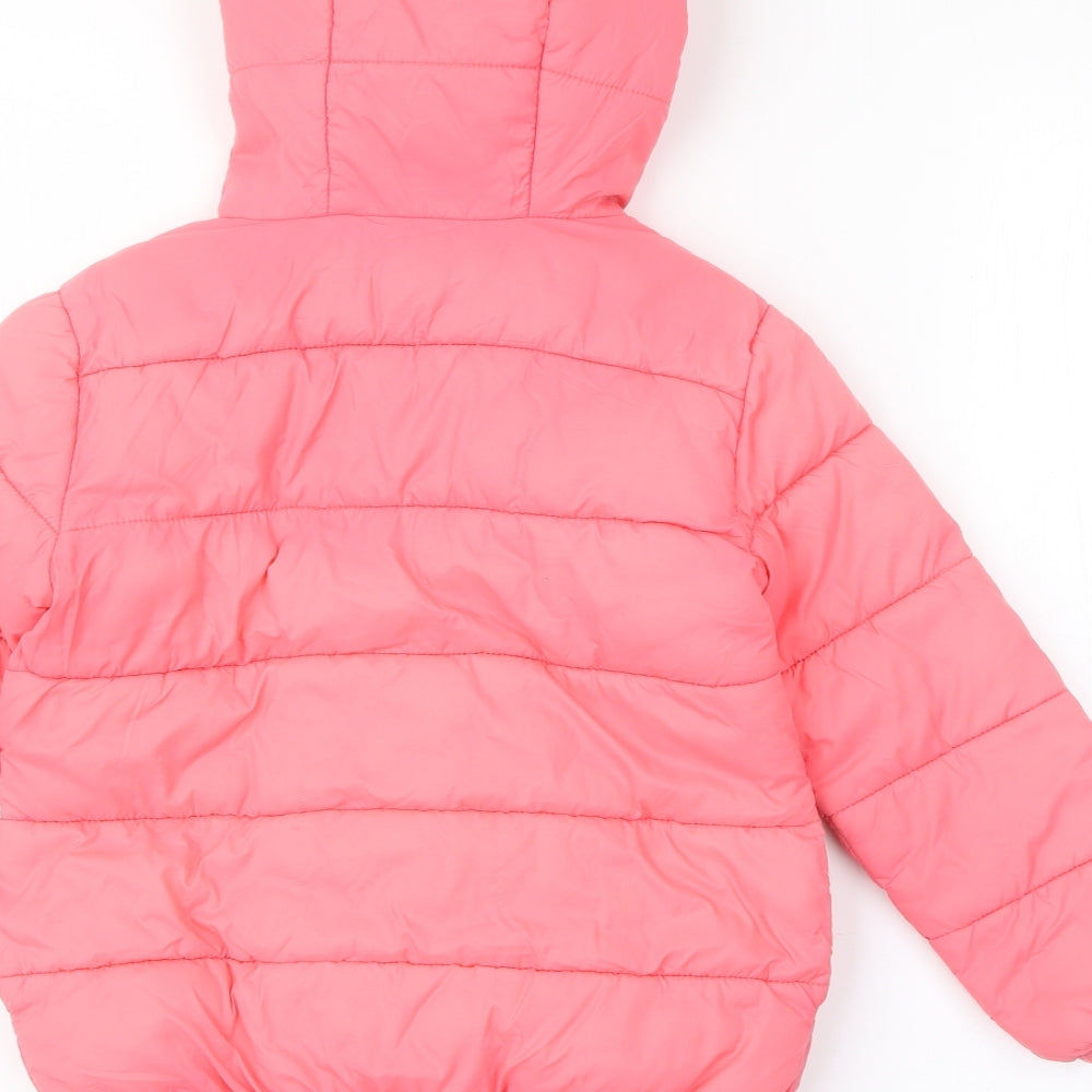 TU Girls Pink   Puffer Jacket Coat Size 3-4 Years  Zip