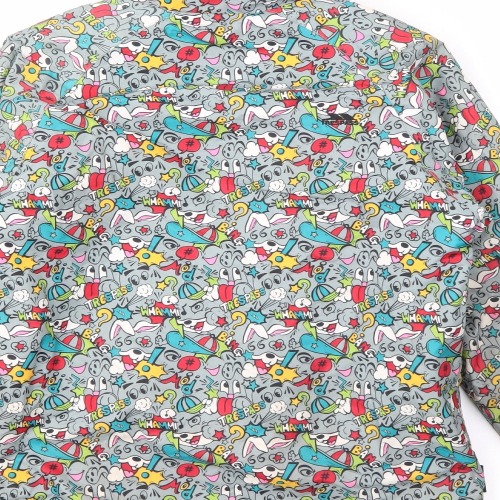 Trespass Boys Grey Geometric  Rain Coat Coat Size 7-8 Years  Zip
