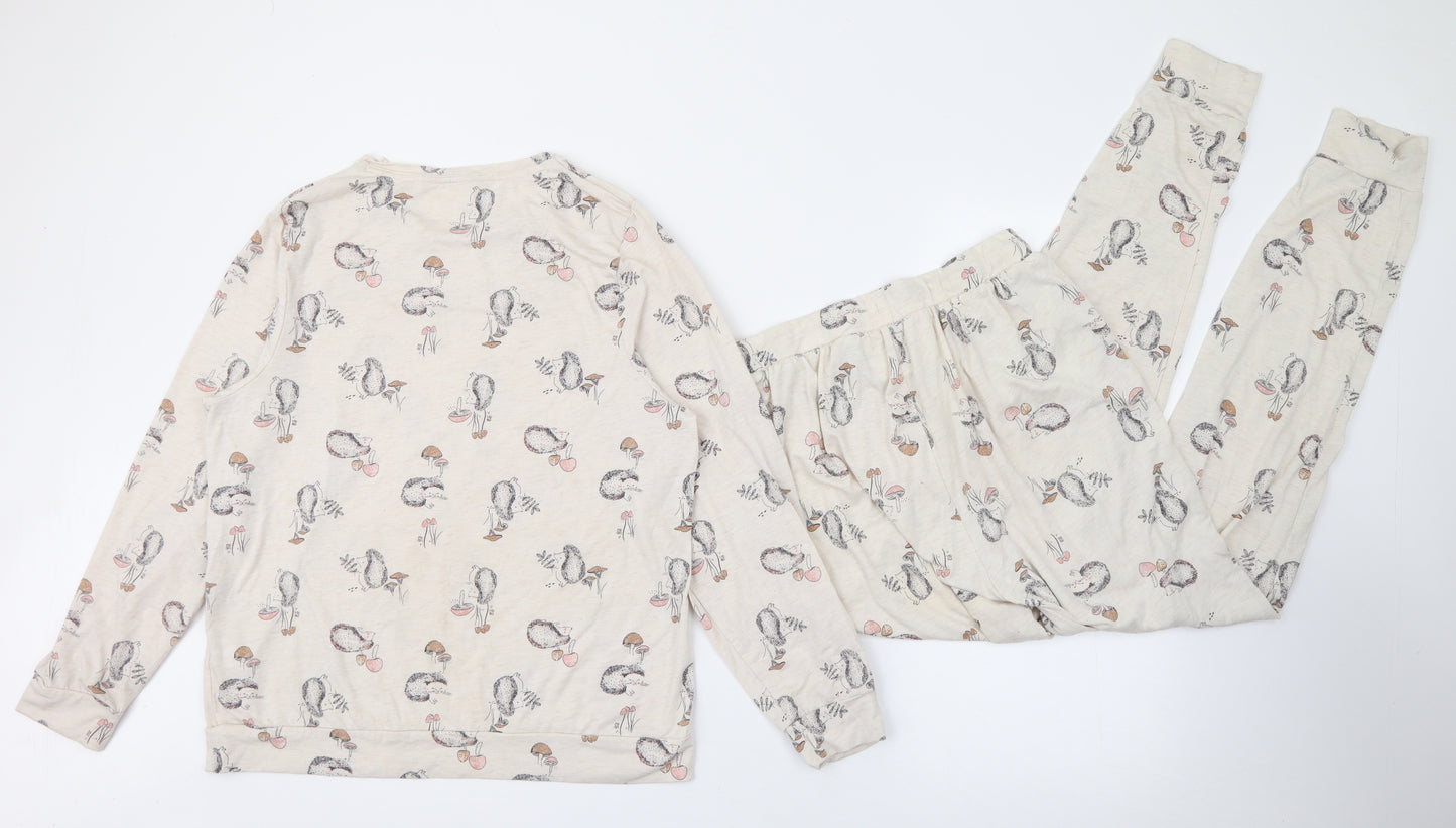Nutmeg Womens Beige Geometric Polyester Top Pyjama Set Size 12