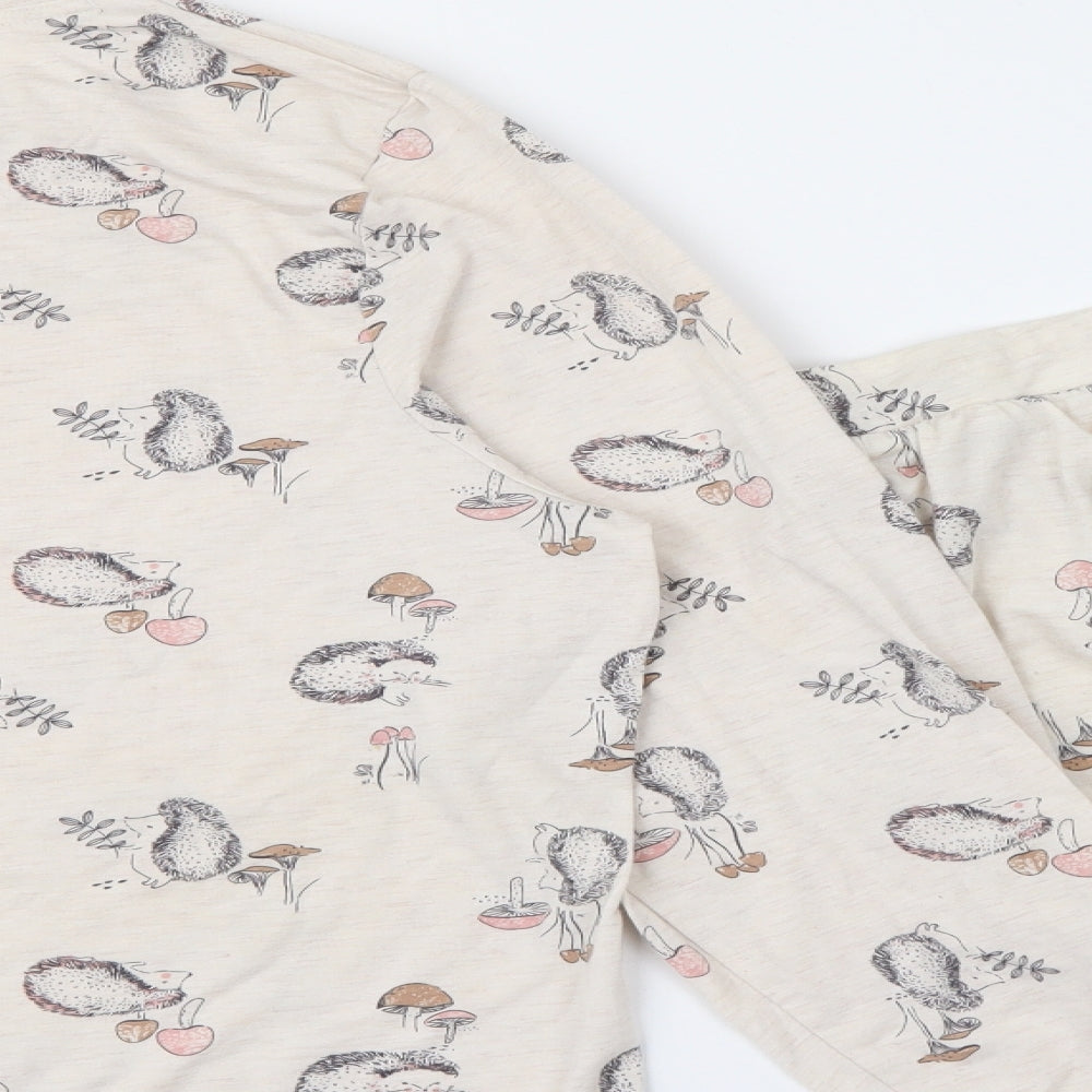 Nutmeg Womens Beige Geometric Polyester Top Pyjama Set Size 12