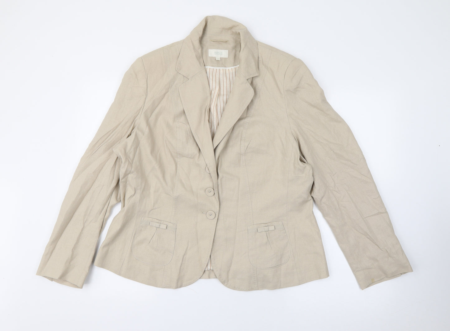 Marks and Spencer Womens Beige  Linen Jacket Blazer Size 18