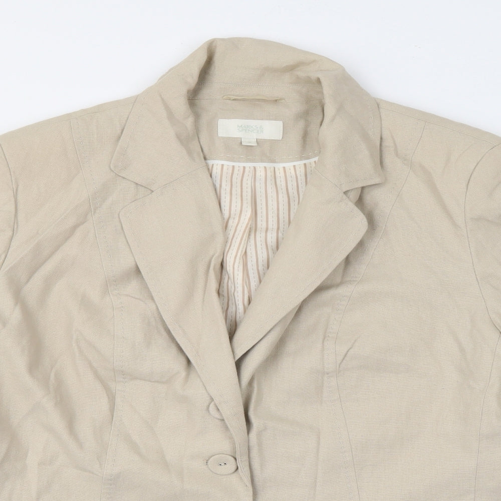 Marks and Spencer Womens Beige  Linen Jacket Blazer Size 18