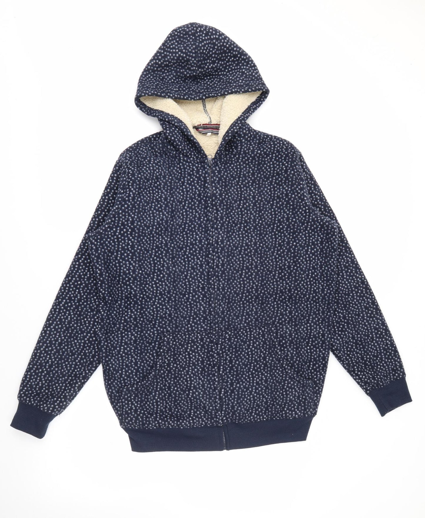 Cotton Traders Womens Blue Polka Dot Polyester Full Zip Hoodie Size M  Zip