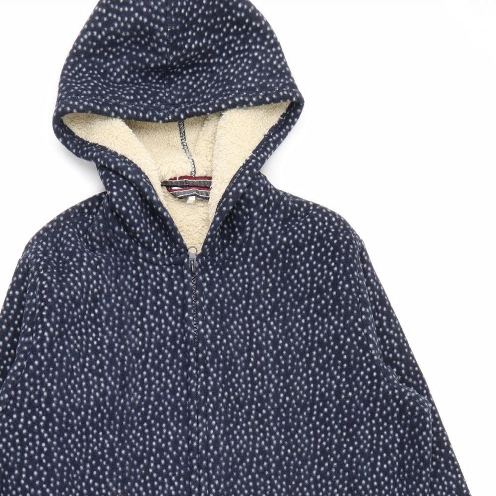 Cotton Traders Womens Blue Polka Dot Polyester Full Zip Hoodie Size M  Zip
