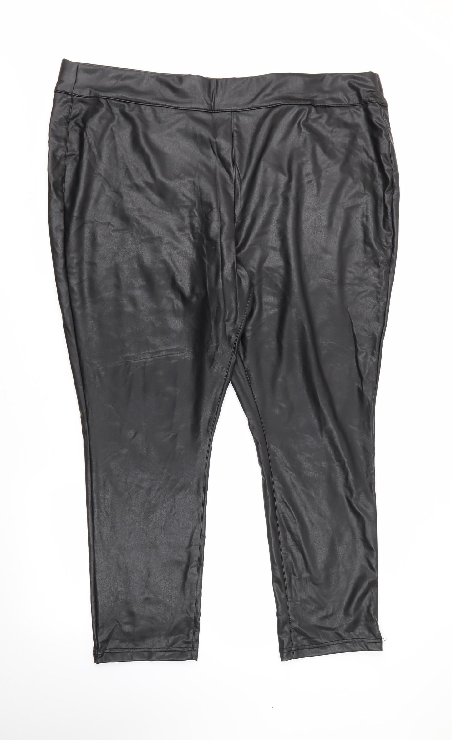 Simply Be Womens Black  Polyurethane Pedal Pusher Leggings Size 26 L26 in