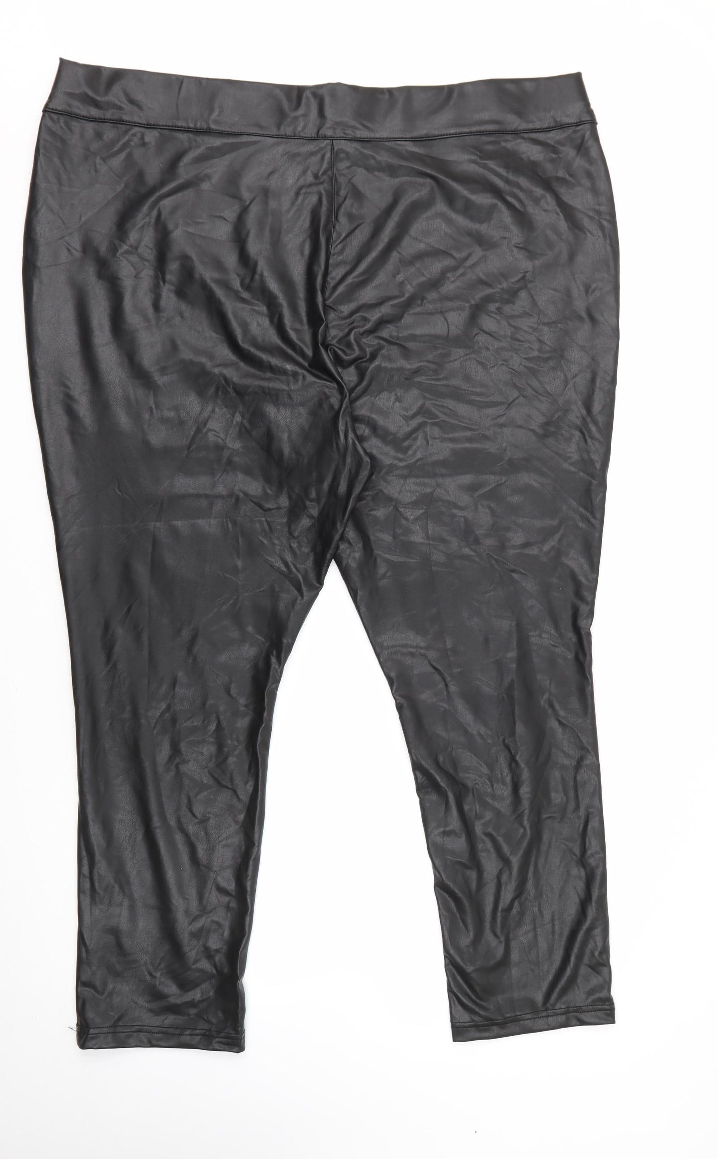 Simply Be Womens Black  Polyurethane Pedal Pusher Leggings Size 26 L26 in