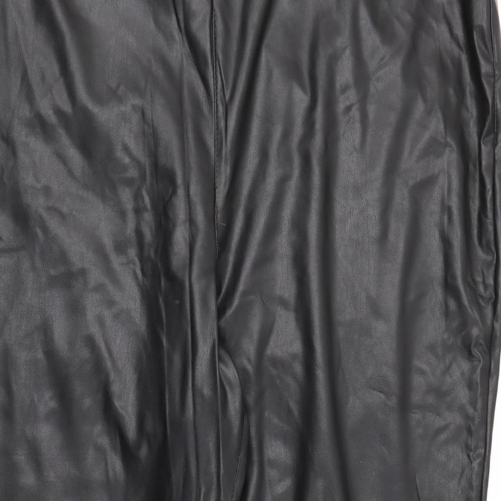 Simply Be Womens Black  Polyurethane Pedal Pusher Leggings Size 26 L26 in