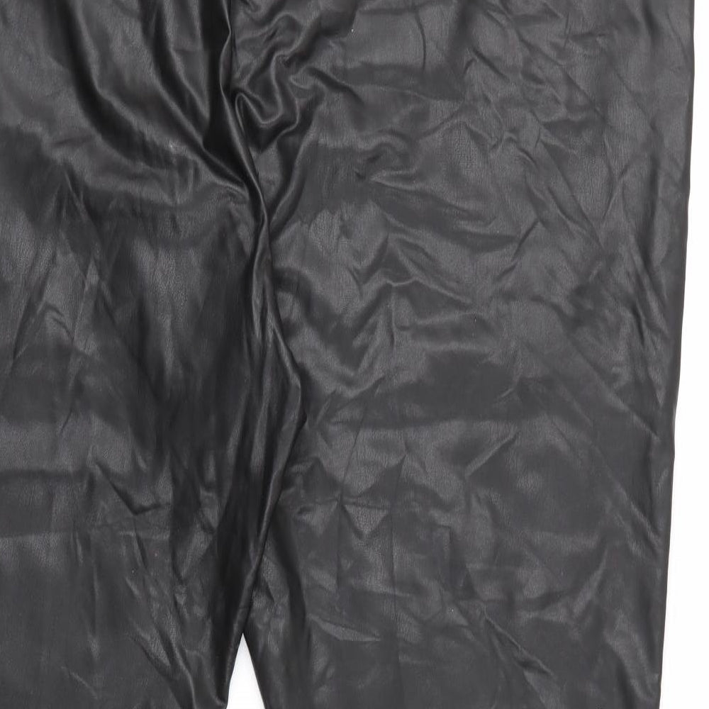 Simply Be Womens Black  Polyurethane Pedal Pusher Leggings Size 26 L26 in