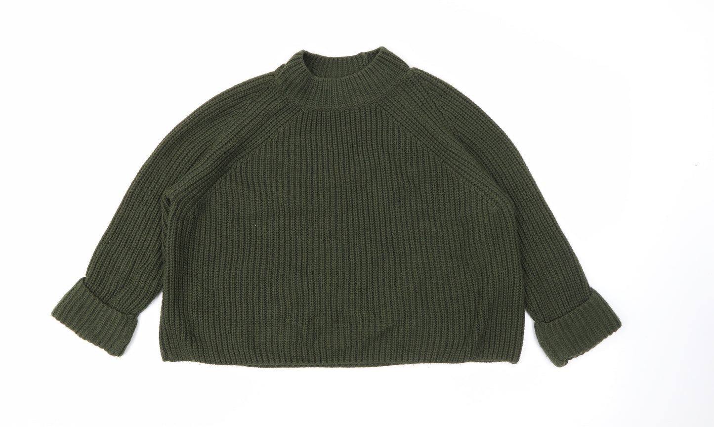 Topshop Womens Green High Neck  Acrylic Pullover Jumper Size 10   - Cropped
