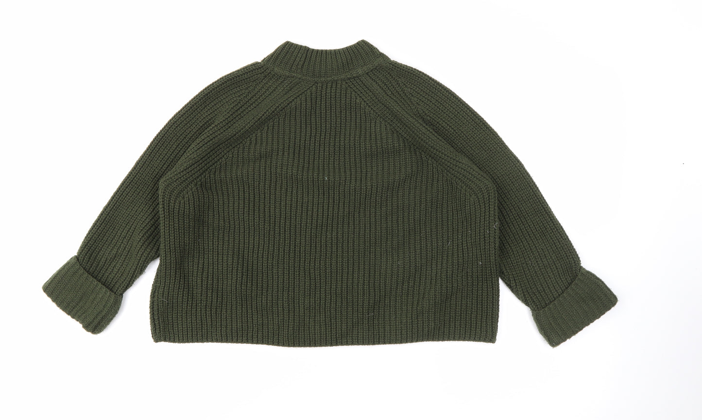 Topshop Womens Green High Neck  Acrylic Pullover Jumper Size 10   - Cropped