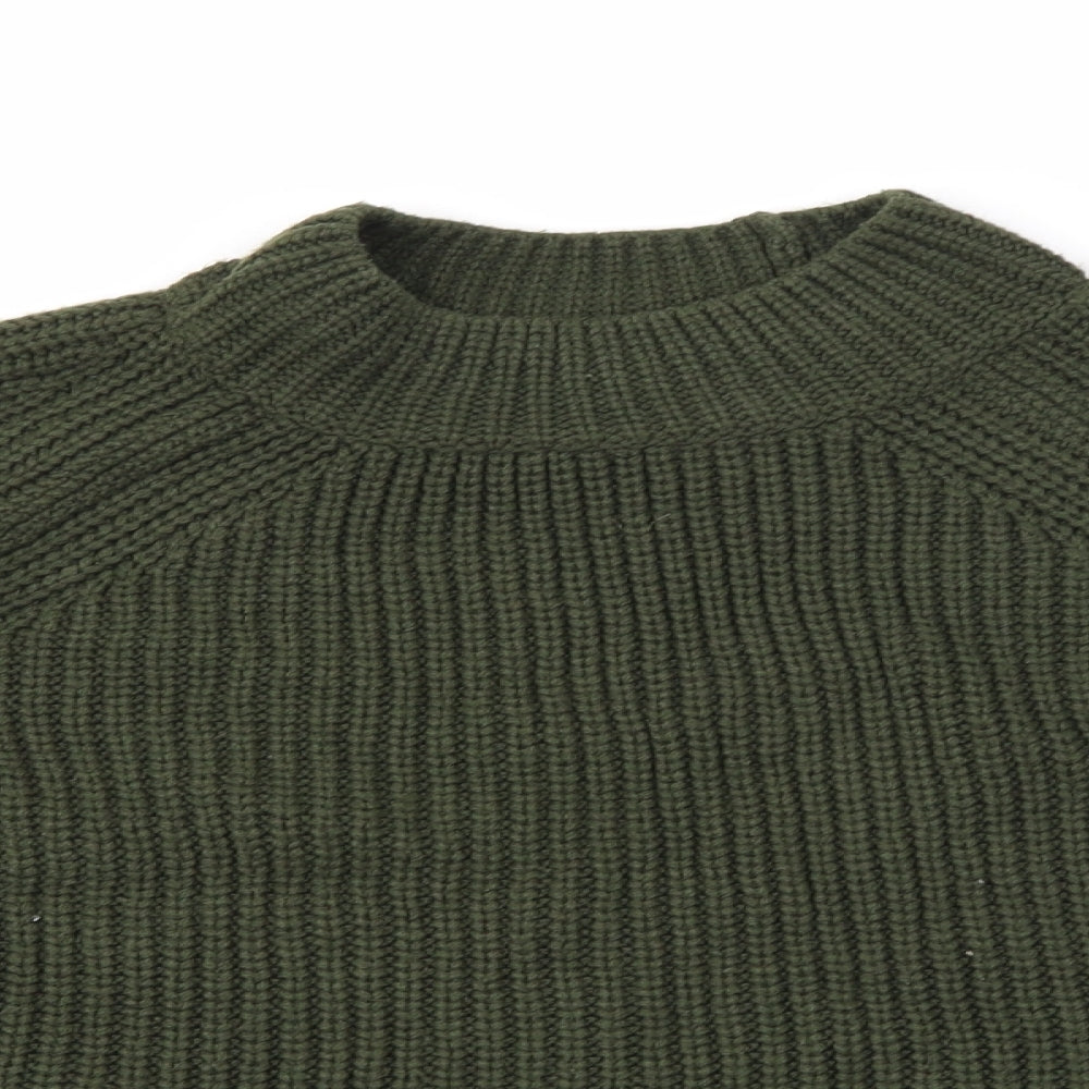 Topshop Womens Green High Neck  Acrylic Pullover Jumper Size 10   - Cropped