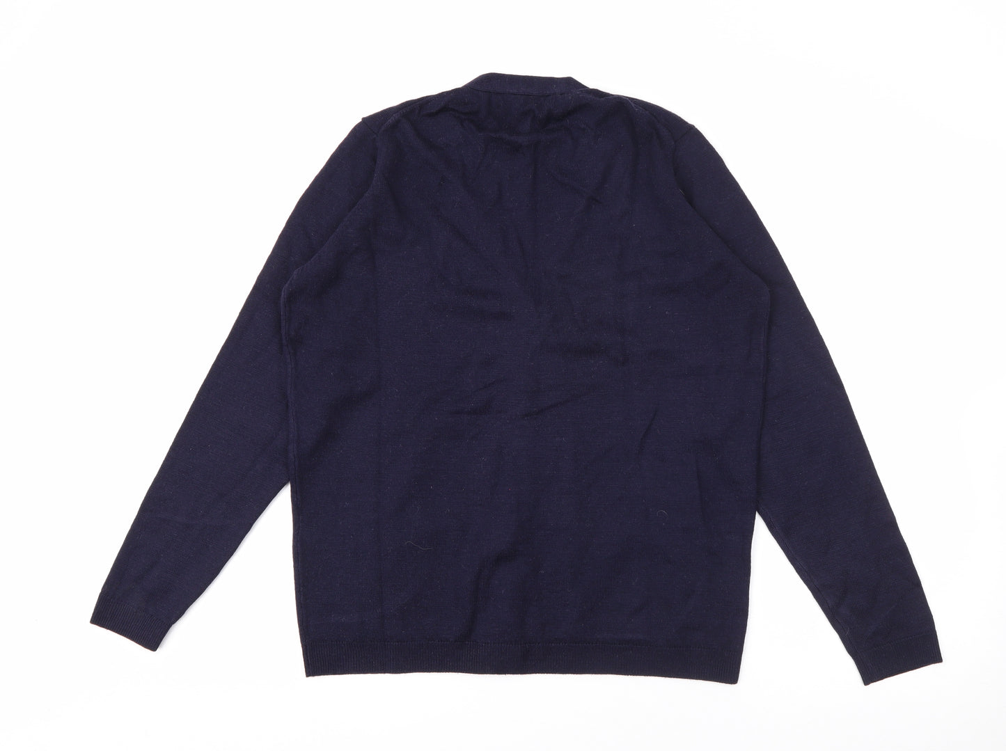 EWM Womens Blue V-Neck  Wool Cardigan Jumper Size M