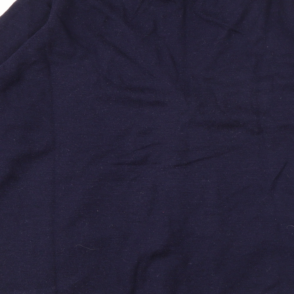 EWM Womens Blue V-Neck  Wool Cardigan Jumper Size M