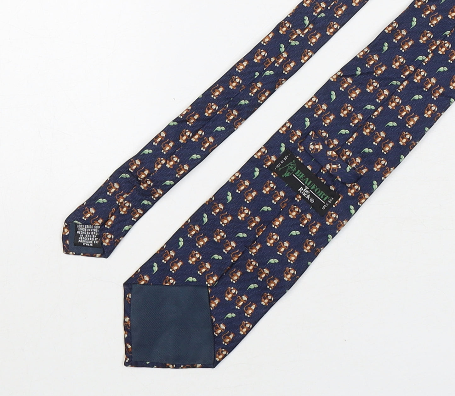 Baufort Mens Multicoloured Geometric Silk Pointed Tie One Size - Monkey Print
