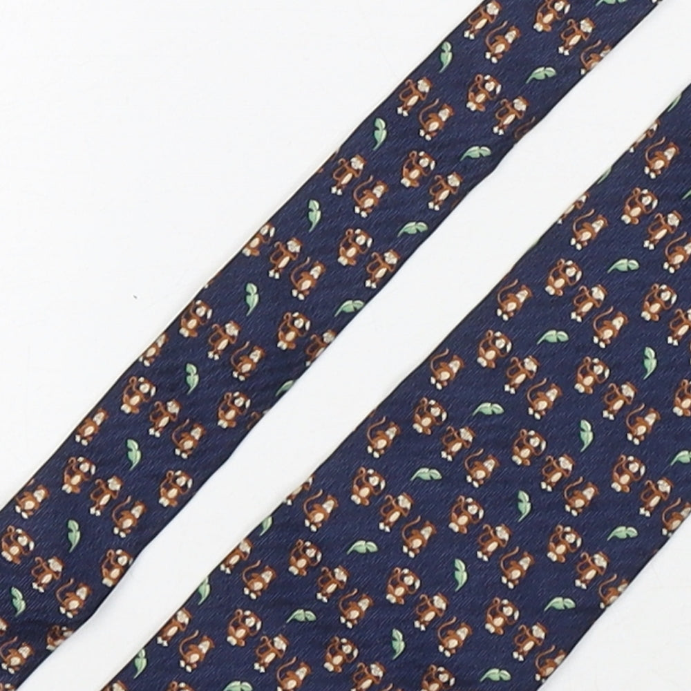 Baufort Mens Multicoloured Geometric Silk Pointed Tie One Size - Monkey Print