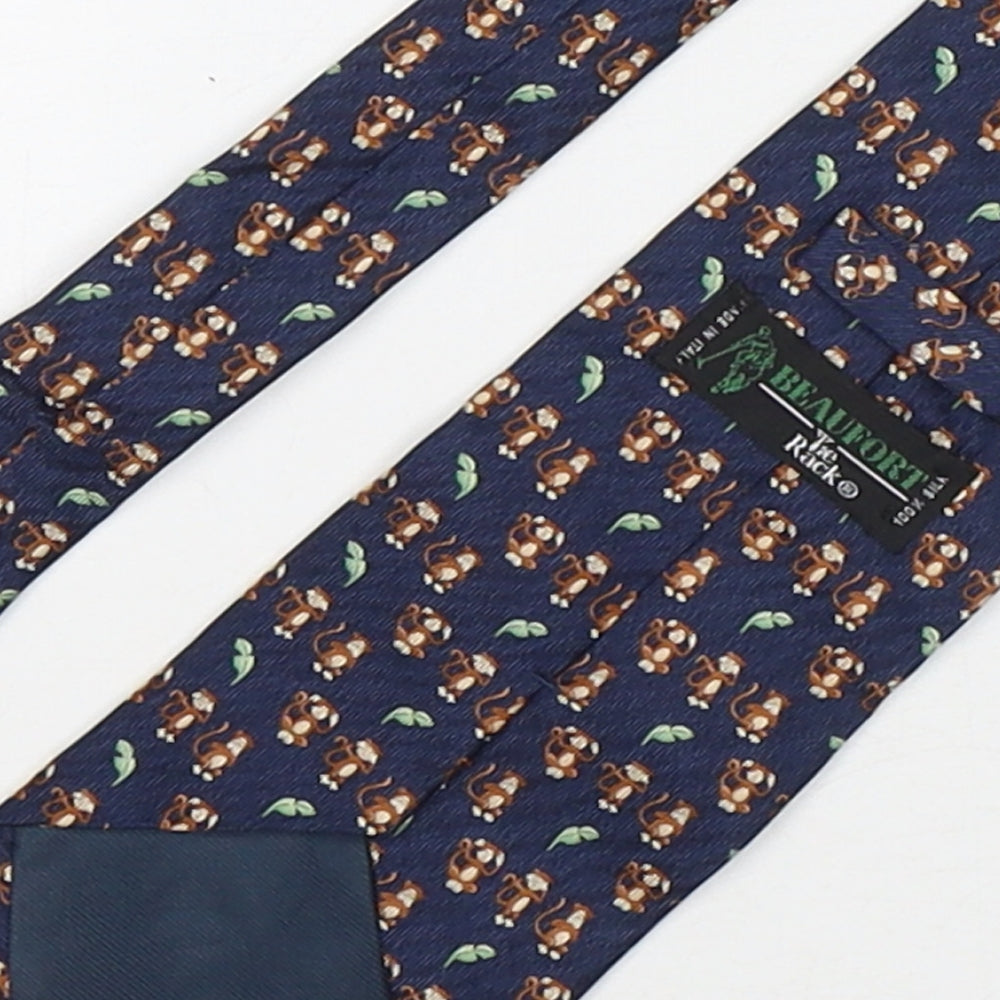 Baufort Mens Multicoloured Geometric Silk Pointed Tie One Size - Monkey Print