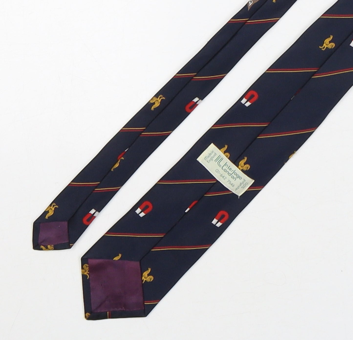 Interlogo London  Mens Multicoloured Striped Polyester Pointed Tie One Size