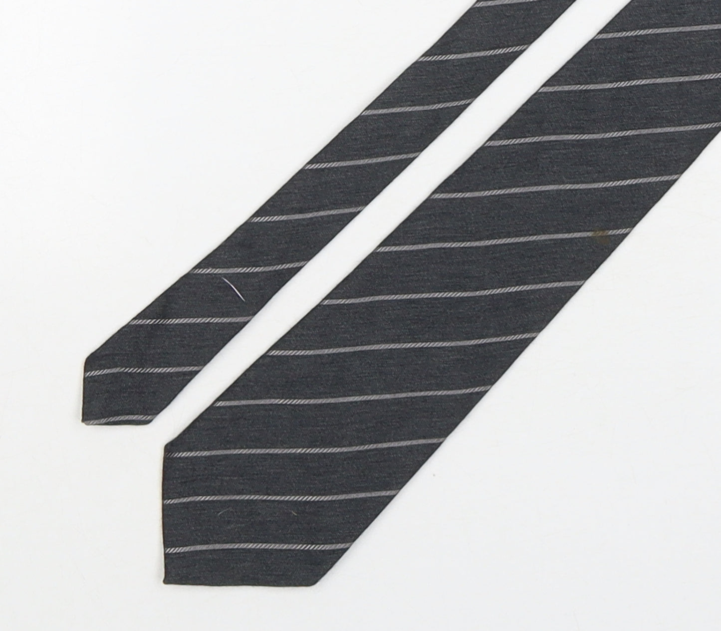 David Moss  Mens Grey Striped Wool Pointed Tie One Size