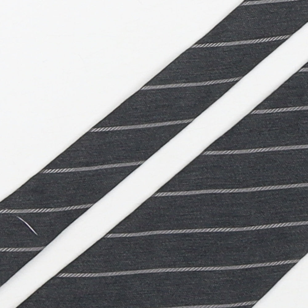 David Moss  Mens Grey Striped Wool Pointed Tie One Size