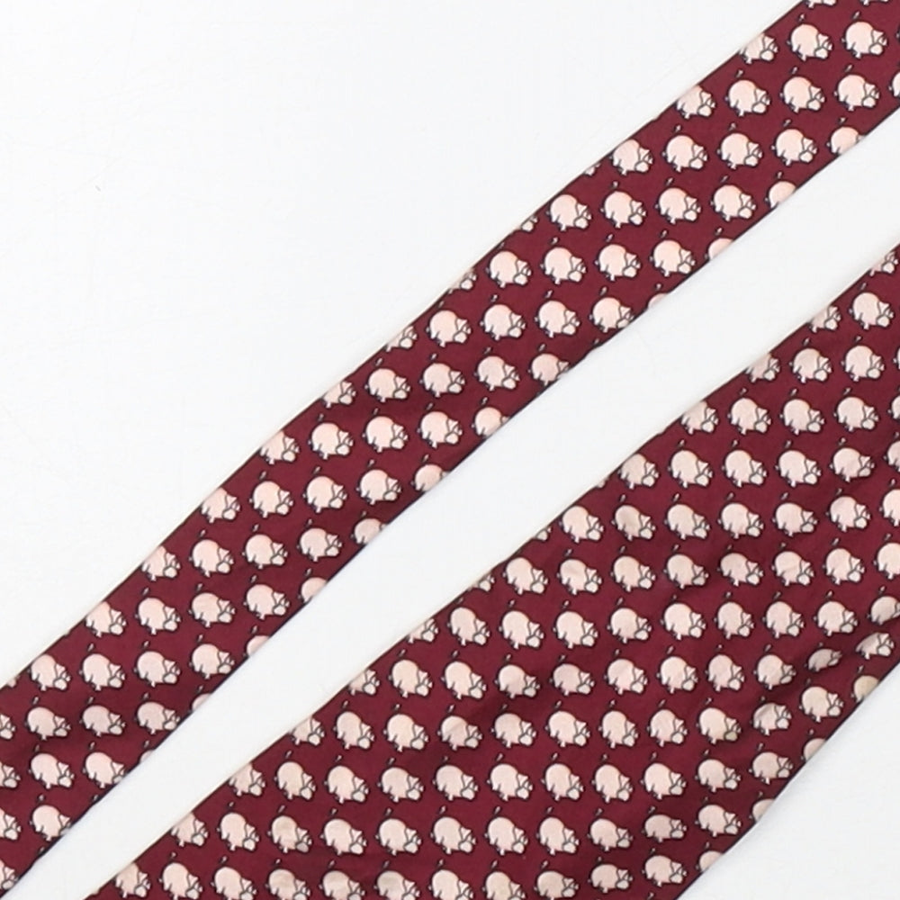 Beaufort Mens Multicoloured Geometric Silk Pointed Tie One Size - Pig Print