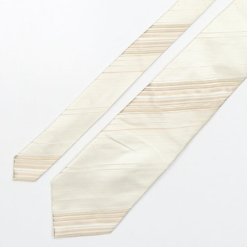 NEXT Mens Beige Striped Silk Pointed Tie One Size