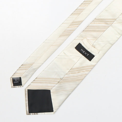 NEXT Mens Beige Striped Silk Pointed Tie One Size
