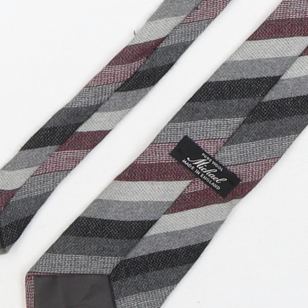 Michael  Mens Multicoloured Striped Wool Pointed Tie One Size