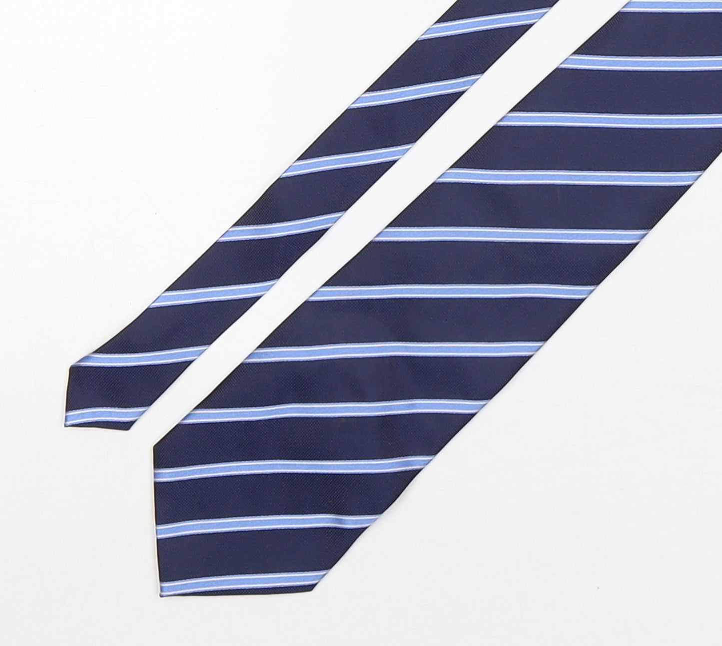 Kai Long  Mens Blue Striped Silk Pointed Tie One Size