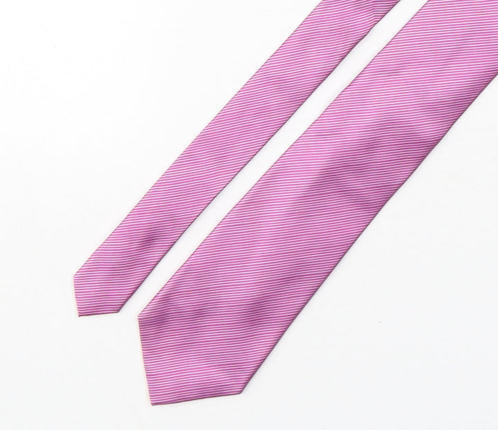 John Lewis Mens Pink Striped Silk Pointed Tie One Size